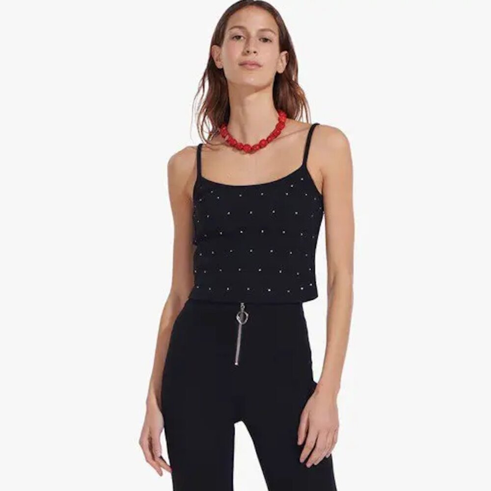 Staud - aida rhinestone tank - black - size XS
